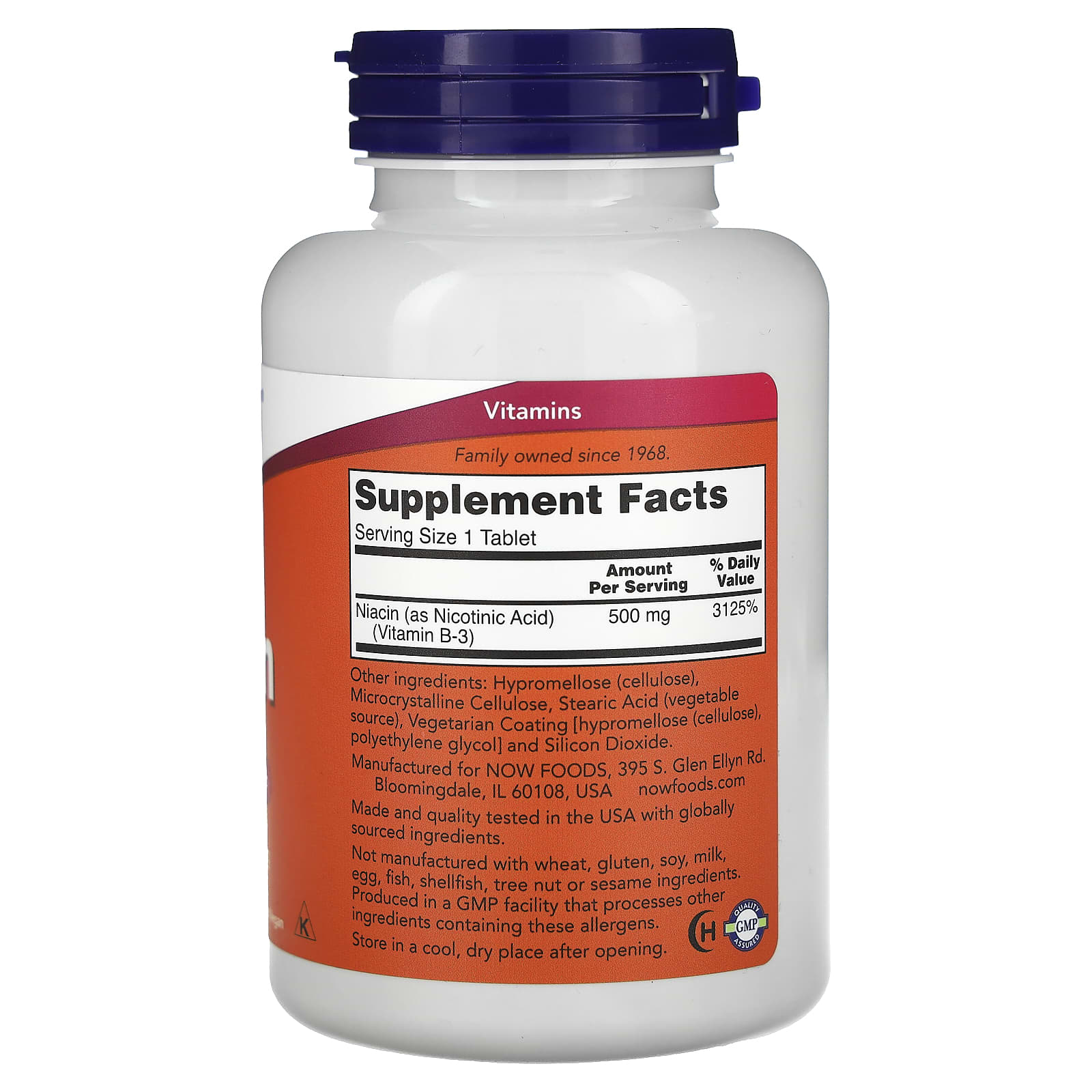 NOW Foods, Niacine, 500 mg, 250 comprimés – Image 2