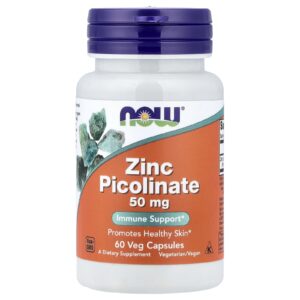 NOW Foods, Picolinate de zinc, 50 mg, 60 capsules végétales