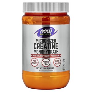 NOW Foods, Sports, Monohydrate de créatine, Micronisé, 1,1 lb (500 mg)