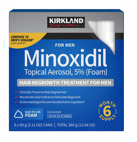 Kirkland Signature Minoxidil 5% Homme Mousse Traitement Repousse Cheveux 6 Mois