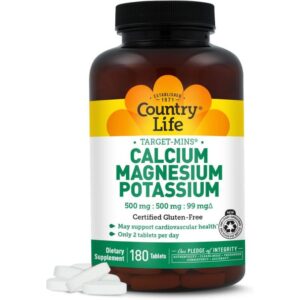 Country Life Country Life, Target-Mins®, Calcium Magnésium Potassium, 180 comprimés