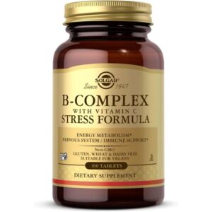 Solgar B-Complex avec formule antistress à la vitamine C, 100 comprimés