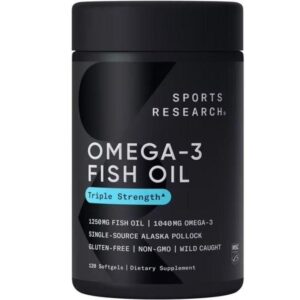 Sports Research Huile de poisson Omega-3 Fish Oil, Triple Strength, 1,250 mg, 120 Softgels