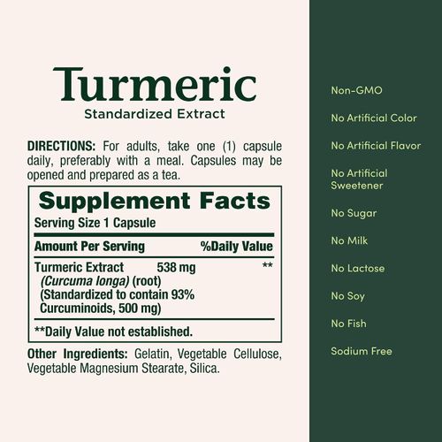 Nature's Bounty Curcuma Extrait Standardisé 538 mg 45 Capsules – Image 2