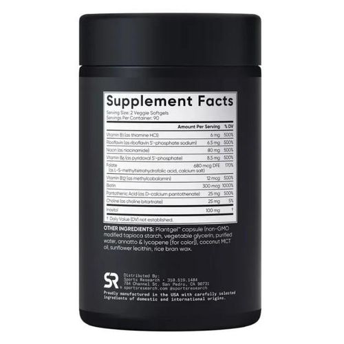 Sports Research Advanced B-Complex 180 Capsules Végétariennes – Image 2