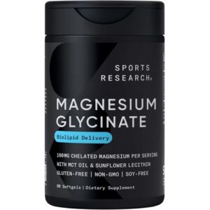 Sports Research Glycinate de Magnésium 160 mg 60 Capsules
