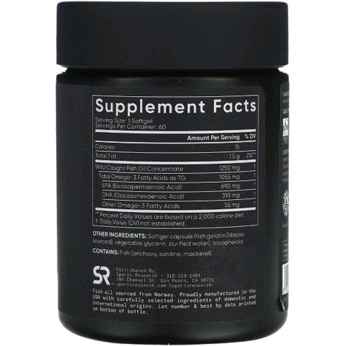 Sports Research Huile de Poisson Oméga-3 60 Capsules – Image 2