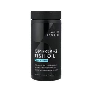 Sports Research Huile de Poisson Oméga-3 Triple Efficacité 180 Capsules