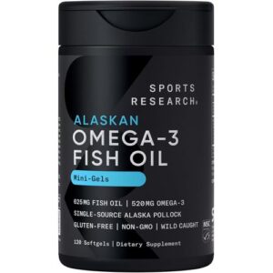 Sports Research Huile de Poisson d’Alaska Oméga-3 120 Mini Capsules